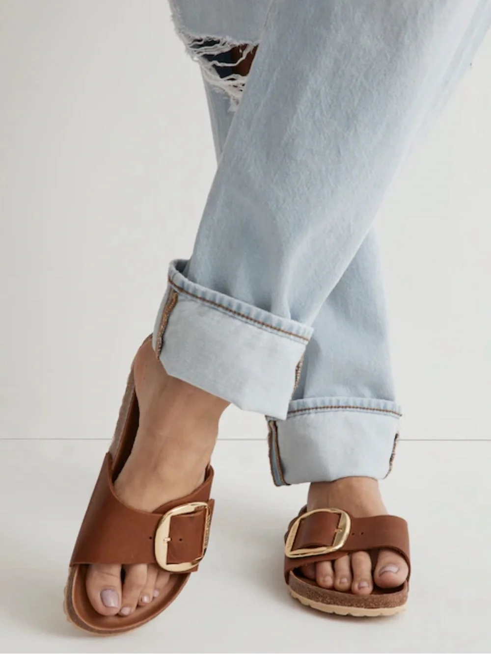 Birkenstock🍂🍁 Madrid Big Buckle Oiled Leather sandals Cognac Sz 40 US9-9.5